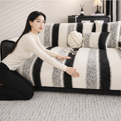 Wovenly – Non-Slip Textured Stripe Sofa Cover & Cushion Cover + 50% OFF