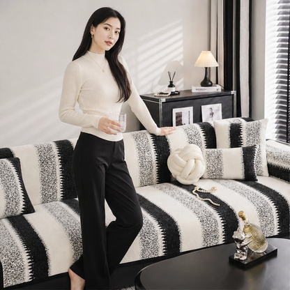 Wovenly – Non-Slip Textured Stripe Sofa Cover & Cushion Cover + 50% OFF