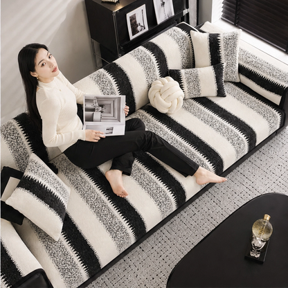 Wovenly – Non-Slip Textured Stripe Sofa Cover & Cushion Cover + 50% OFF