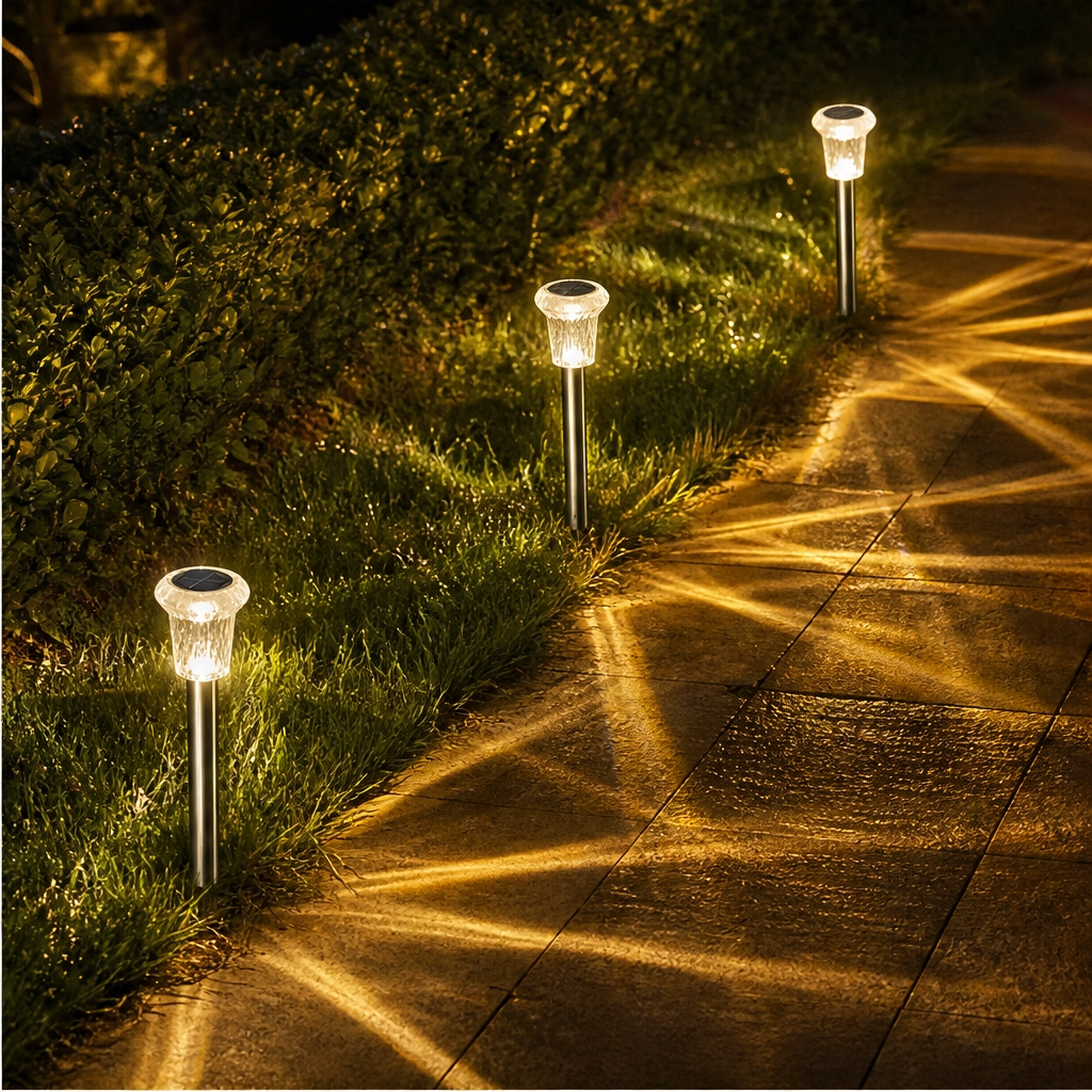 Duskwell – Waterproof Solar Pathway Lights with Diamond-Cut Glow, Set of 6 + 50% OFF