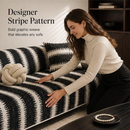 Wovenly – Non-Slip Textured Stripe Sofa Cover & Cushion Cover + 50% OFF