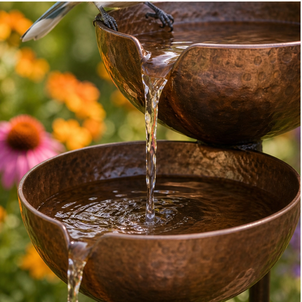 Dewbrook – Rain-Fed 3-Tier Cascading Bird Bath & Garden Water Feature + 50% OFF