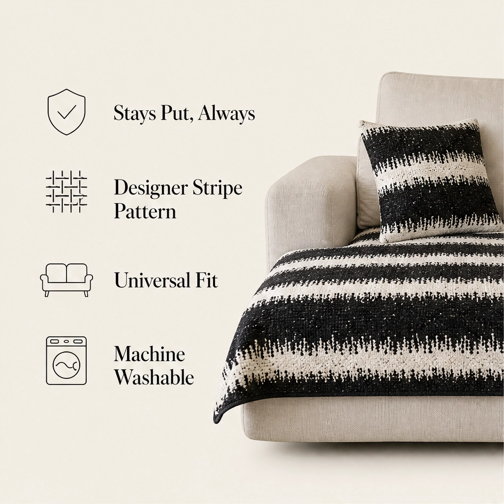 Wovenly – Non-Slip Textured Stripe Sofa Cover & Cushion Cover + 50% OFF