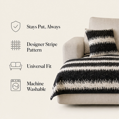 Wovenly – Non-Slip Textured Stripe Sofa Cover & Cushion Cover + 50% OFF