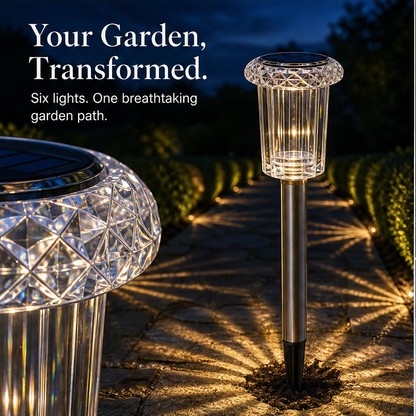 Duskwell – Waterproof Solar Pathway Lights with Diamond-Cut Glow, Set of 6 + 50% OFF
