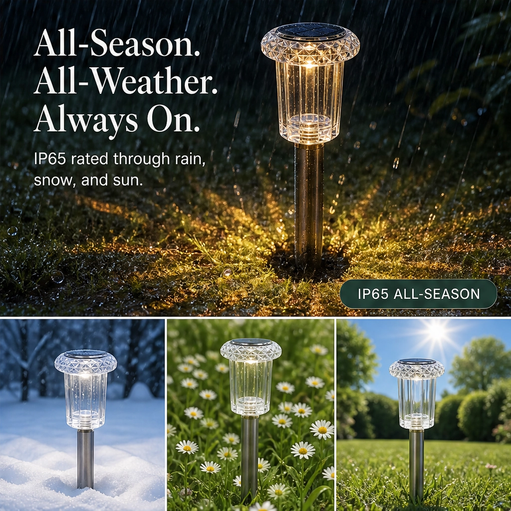 Duskwell – Waterproof Solar Pathway Lights with Diamond-Cut Glow, Set of 6 + 50% OFF
