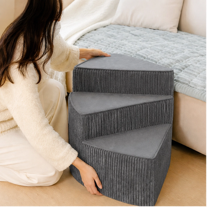 Pawcrest – Joint-Friendly Spiral Pet Stairs with Washable Corduroy Cover + 50% OFF