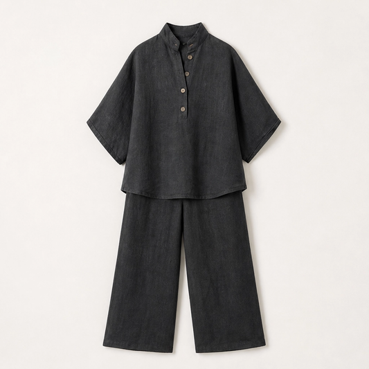 Solance – Batwing Sleeve Blouse & Wide-Leg Pants Two-Piece Set + 50% OFF