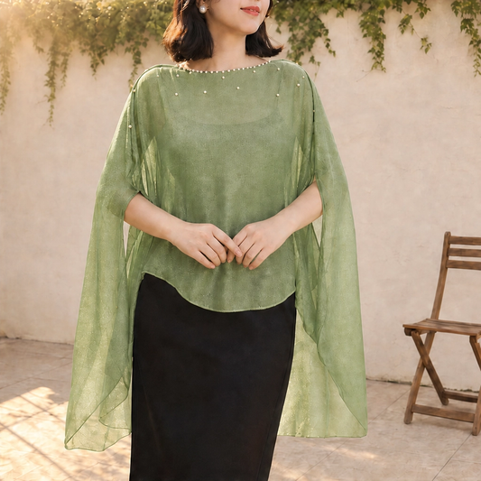 Gossamere™ – Lightweight Linen Cape-Sleeve Drape Shawl + 50% OFF