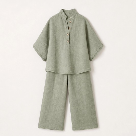 Solance – Batwing Sleeve Blouse & Wide-Leg Pants Two-Piece Set + 50% OFF