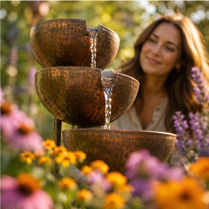 Brimhollow – Rain-Fed 3-Tier Cascading Metal Bird Bath Garden Stake + 50% OFF