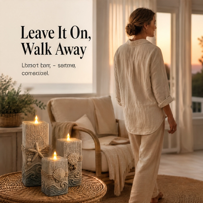Shorewick – Flameless LED Coastal Candle Set of 3 with Remote & Timer + 50% OFF