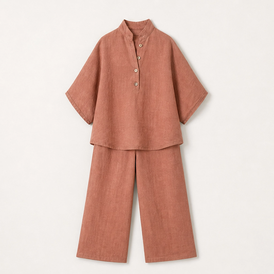 Solance – Batwing Sleeve Blouse & Wide-Leg Pants Two-Piece Set + 50% OFF