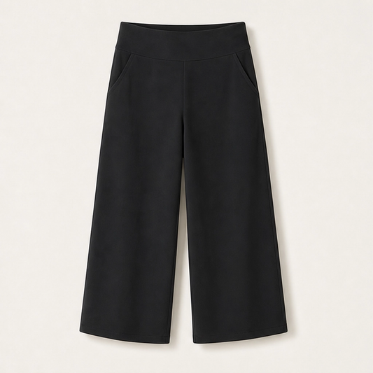 Sereva – High-Waisted Wide-Leg Stretch Capri Pants with Pockets + 50% OFF