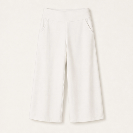 Sereva – High-Waisted Wide-Leg Stretch Capri Pants with Pockets + 50% OFF