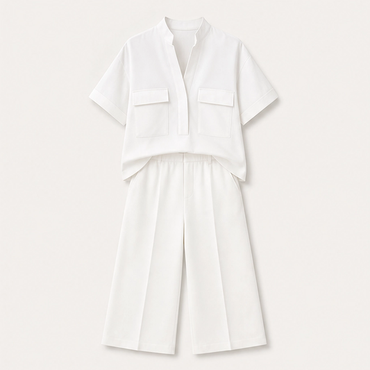 Drapelle – Breathable Tailored Two-Piece Set with Wide-Leg Pants + 50% OFF
