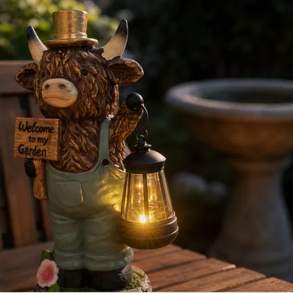 Glenhollow™ – Solar Highland Cow Lantern Garden Welcome Statue +50% OFF