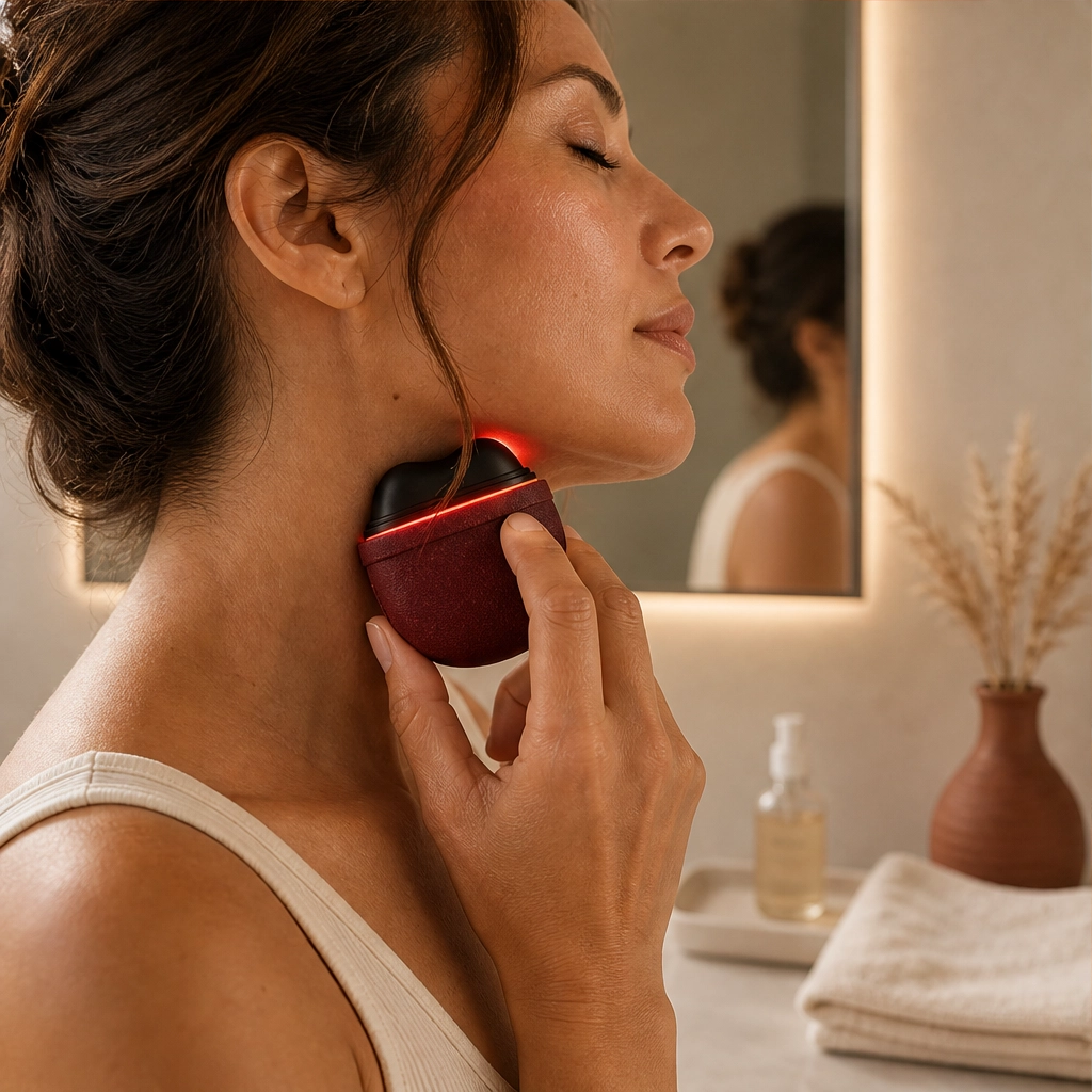 Sōlace™ – Heated Bian-Stone Gua Sha Massager with Red Light & Vibration + 50% OFF