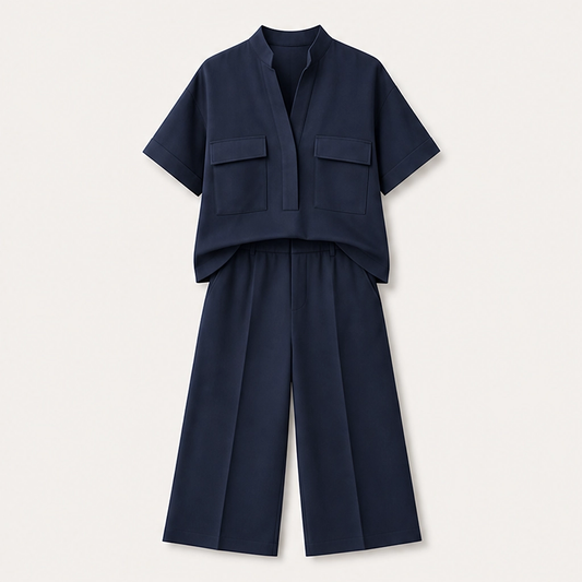 Drapelle – Breathable Tailored Two-Piece Set with Wide-Leg Pants + 50% OFF