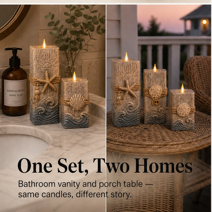 Shorewick – Flameless LED Coastal Candle Set of 3 with Remote & Timer + 50% OFF