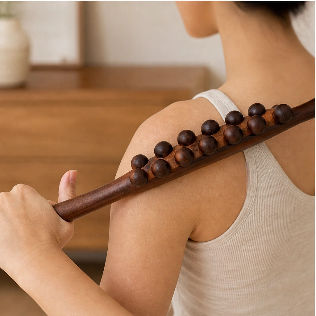 Kneadwell – Curved Beechwood Massage Roller Stick for Back, Legs & Shoulders + 50% OFF