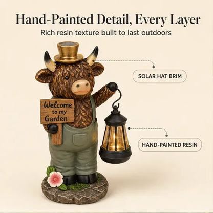 Glenhollow™ – Solar Highland Cow Lantern Garden Welcome Statue +50% OFF