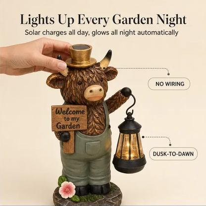 Glenhollow™ – Solar Highland Cow Lantern Garden Welcome Statue +50% OFF