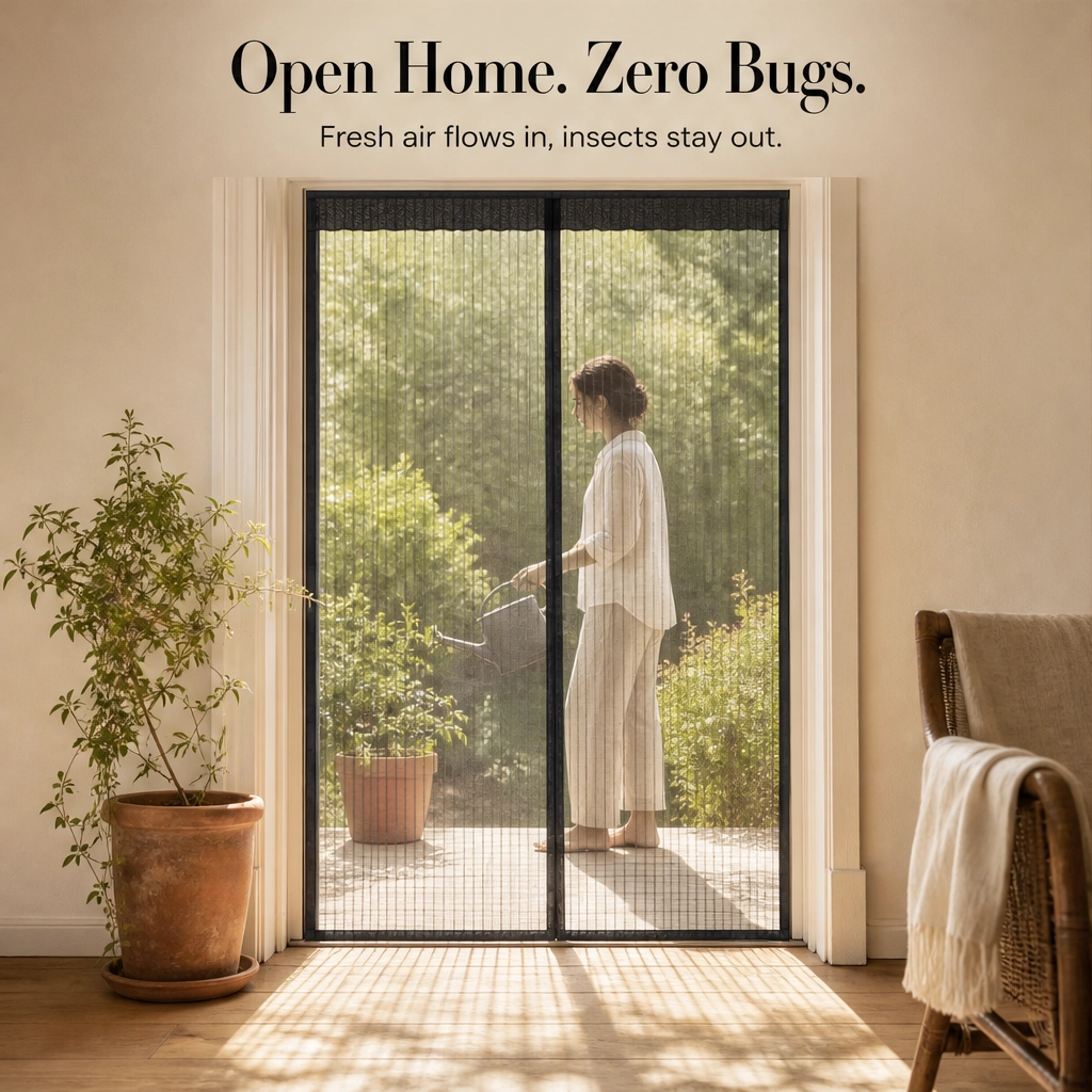 Breezely™ – Hands-Free Magnetic Screen Door with Heavy-Duty Mesh & Auto-Close Magnets + 50% OFF