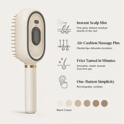 Satinea™ – 3-in-1 Hydrating Mist, Detangling & Scalp Massage Comb + 50% OFF