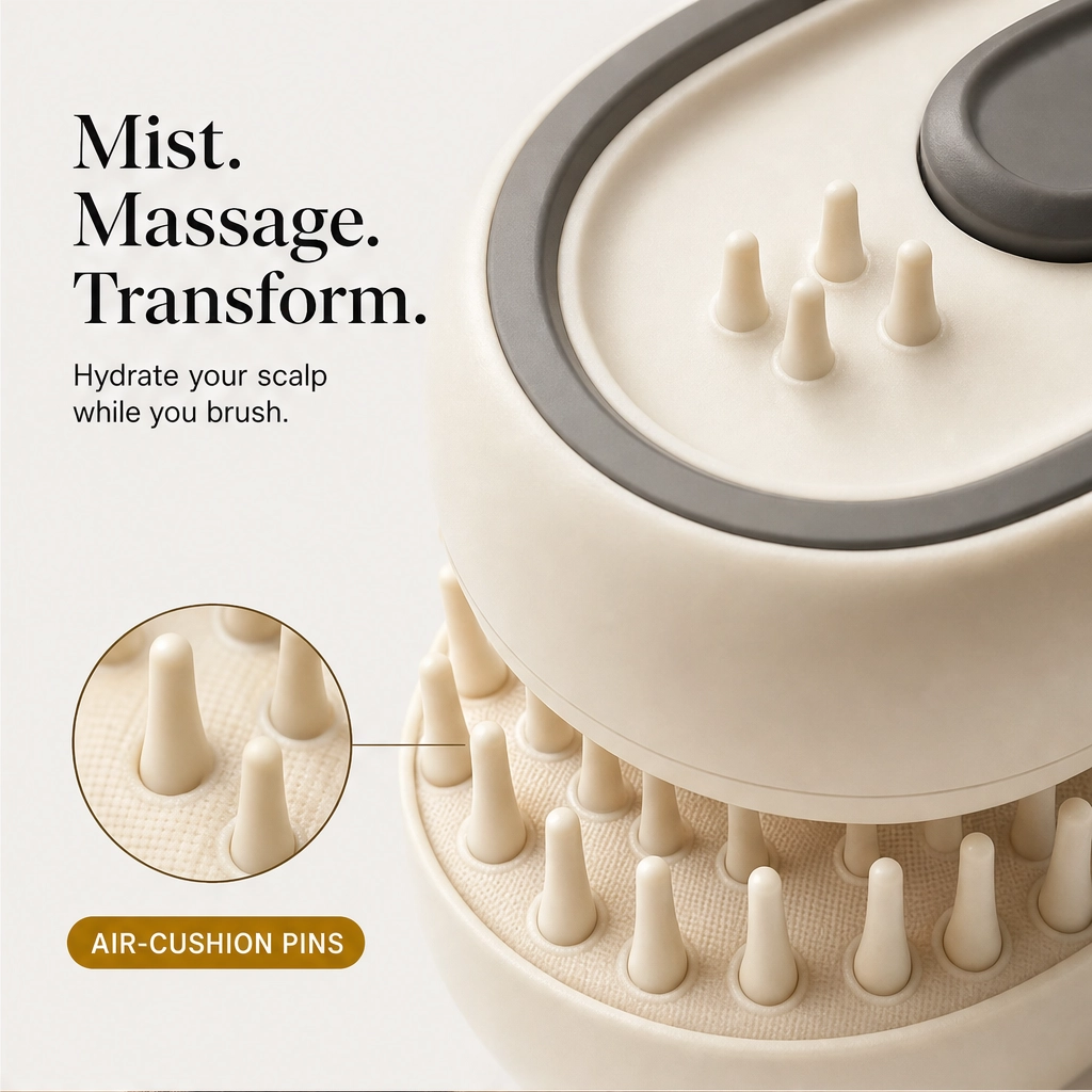 Satinea™ – 3-in-1 Hydrating Mist, Detangling & Scalp Massage Comb + 50% OFF