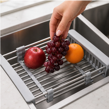 Weir – Expandable Stainless Steel Over-Sink Drain Basket & Dish Rack + 50% OFF