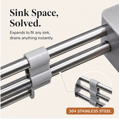 Weir – Expandable Stainless Steel Over-Sink Drain Basket & Dish Rack + 50% OFF