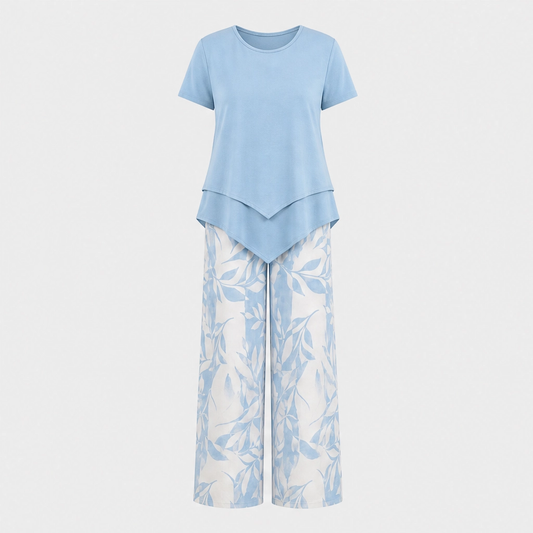 Briselle™ – Lightweight Layered Tunic Top & Wide-Leg Pants 2-Piece Set + 50% OFF