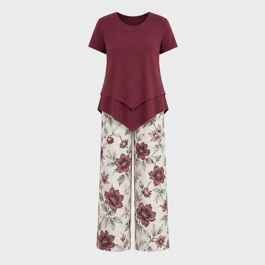 Briselle™ – Lightweight Layered Tunic Top & Wide-Leg Pants 2-Piece Set + 50% OFF