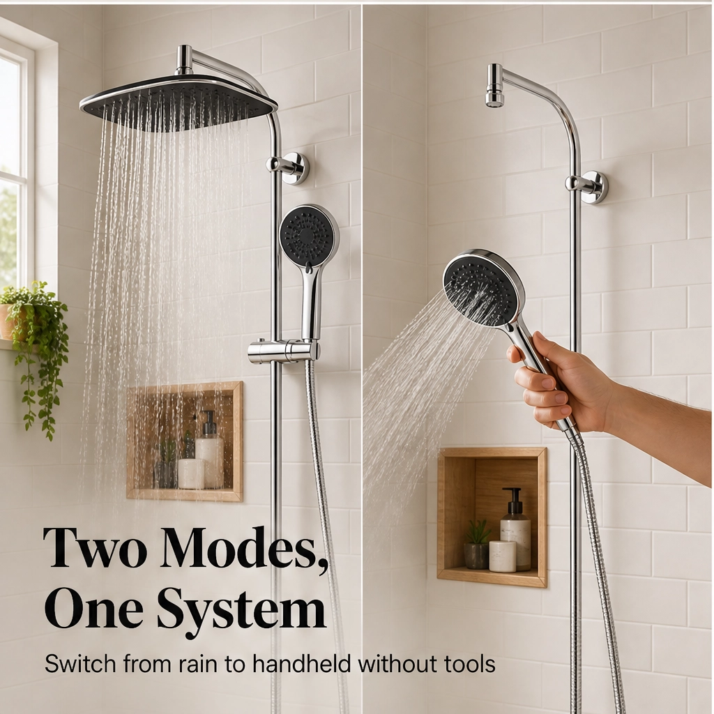 Monsora – 3-Way Air-In Rainfall & Handheld High-Pressure Shower Head Combo + 50% OFF