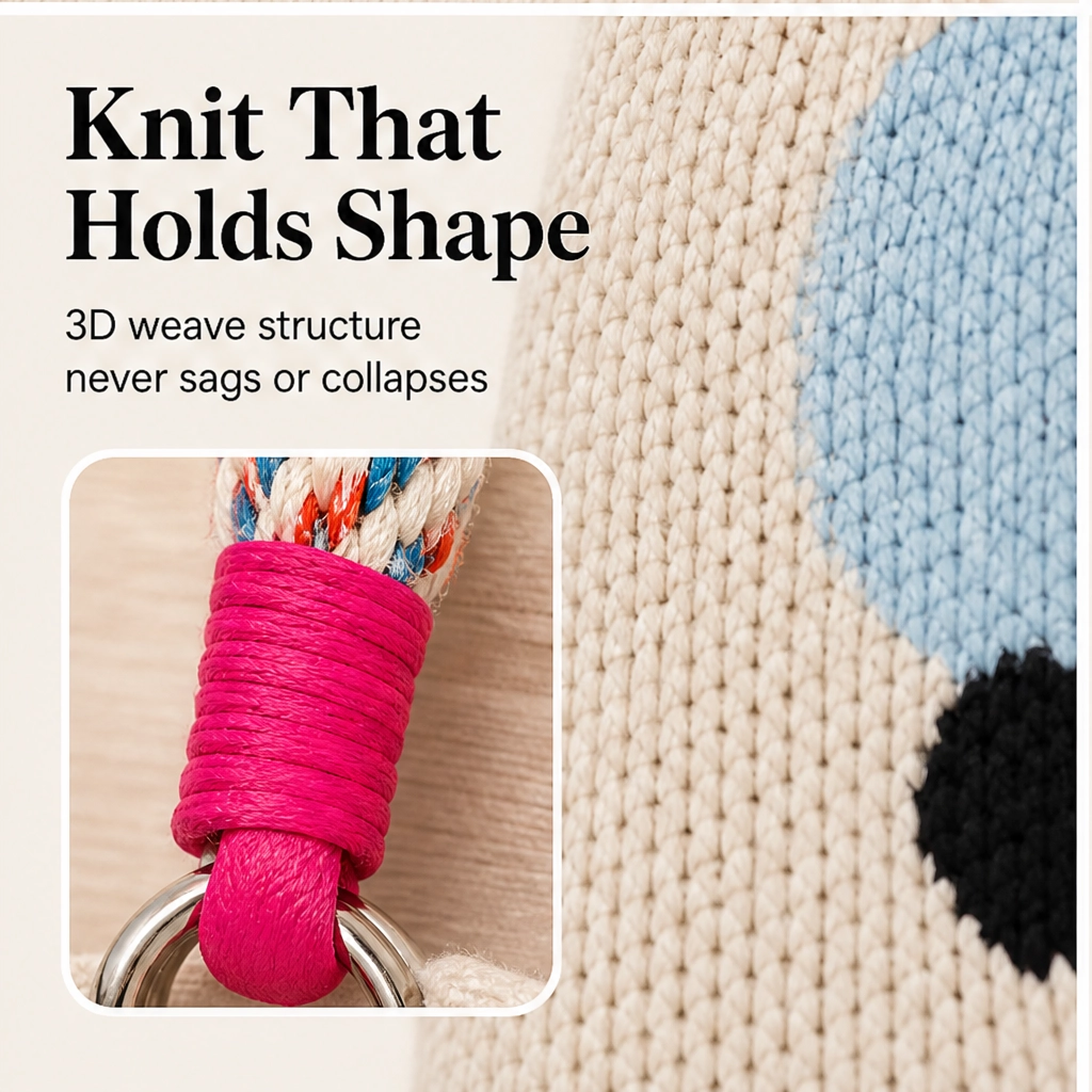 Pippa – Polka Dot Knit Mini Bucket Bag with Rope Handle + 50% OFF