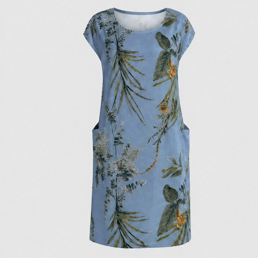 Fernelle™ – Cotton-Linen Printed Dress with Pockets & Relaxed Fit + 50% OFF