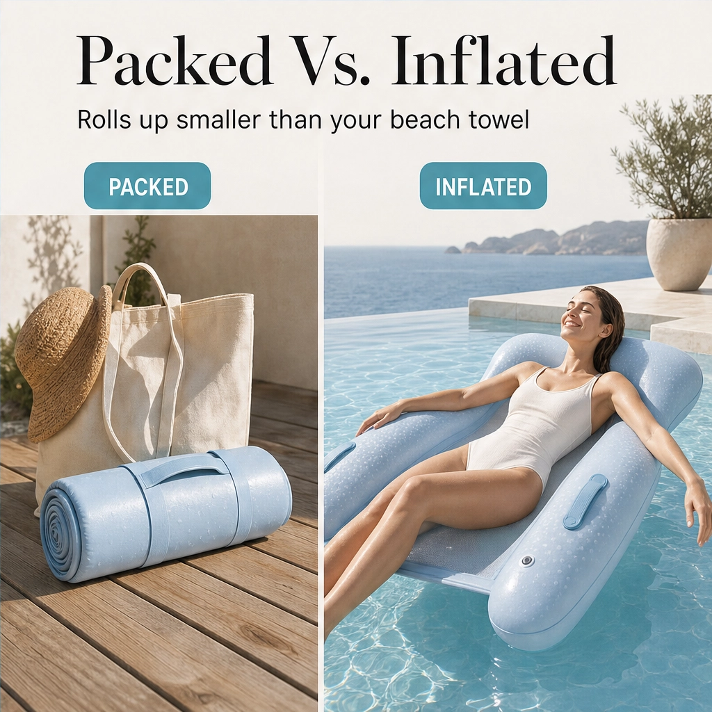 Driftwell – Cooling Mesh Pool Lounger Float with Ergonomic Head & Leg Support + 50% OFF