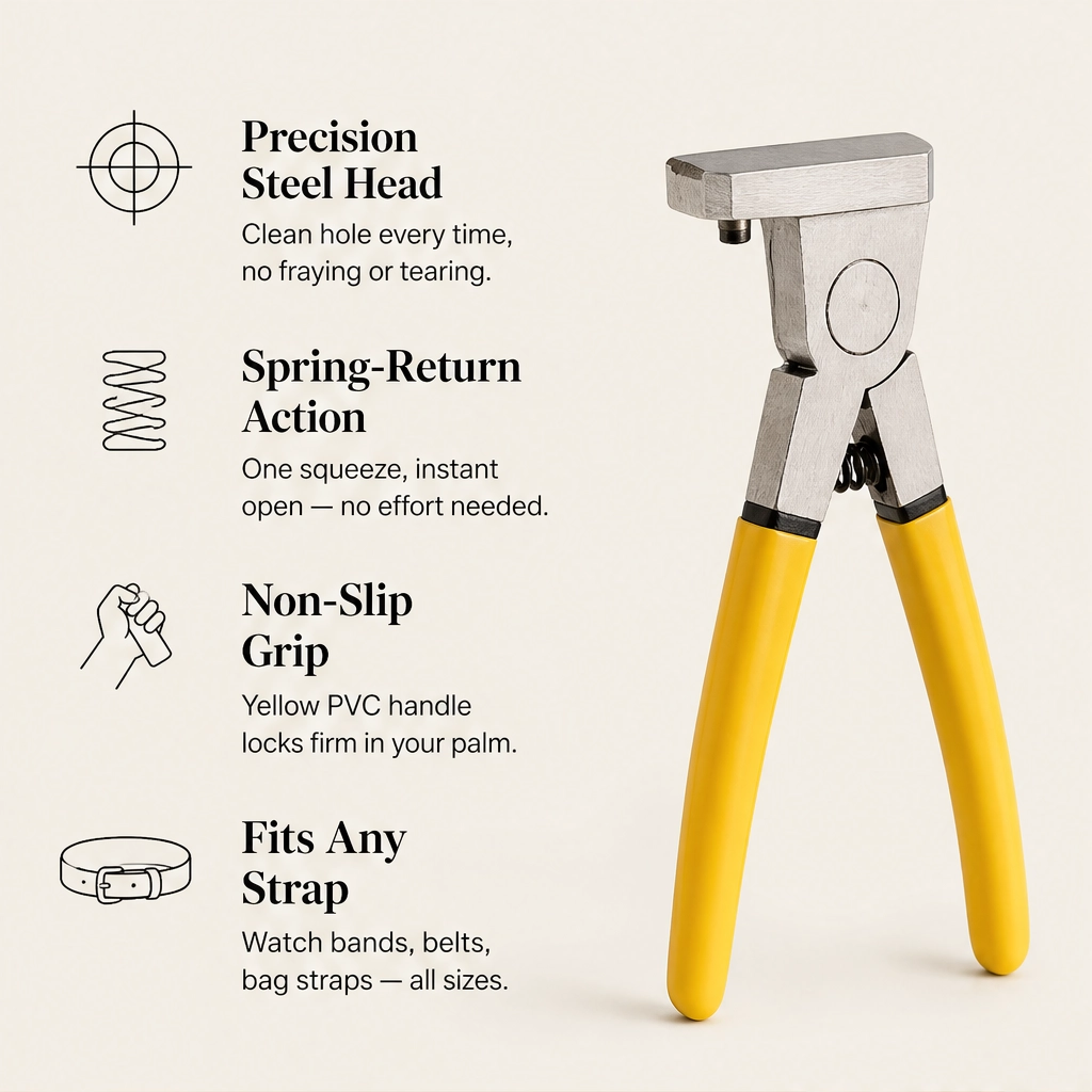 Punchwell – Portable Leather Hole Punch Plier for Watch Straps, Belts & Shoes + 50% OFF