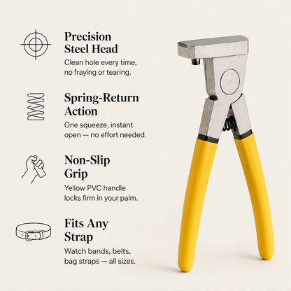 Punchwell – Portable Leather Hole Punch Plier for Watch Straps, Belts & Shoes + 50% OFF