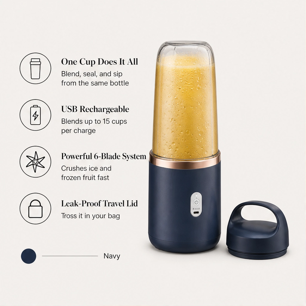 Vivablend™ – Cordless Portable Blender with Ice-Crushing 6-Blade Motor + 50% OFF