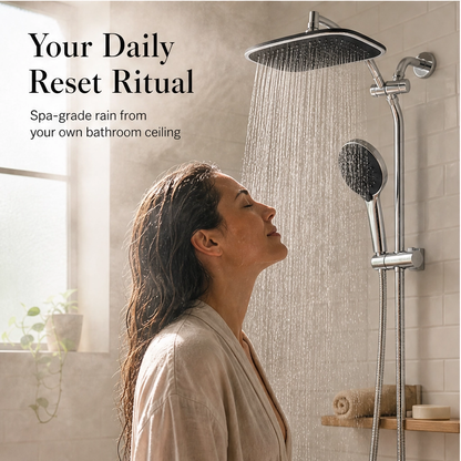 Monsora – 3-Way Air-In Rainfall & Handheld High-Pressure Shower Head Combo + 50% OFF