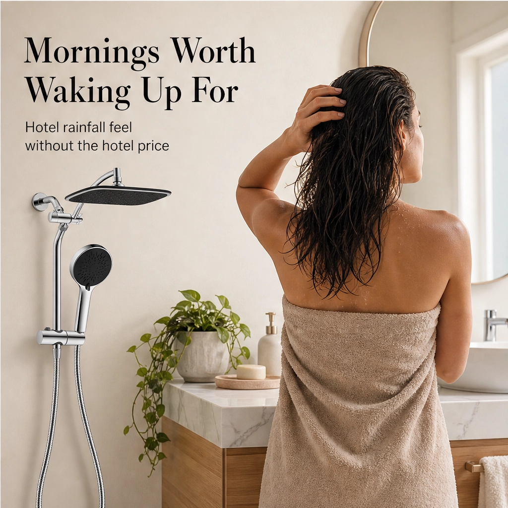 Monsora – 3-Way Air-In Rainfall & Handheld High-Pressure Shower Head Combo + 50% OFF