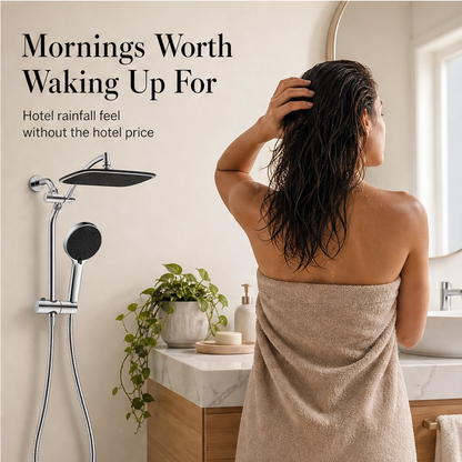 Monsora – 3-Way Air-In Rainfall & Handheld High-Pressure Shower Head Combo + 50% OFF