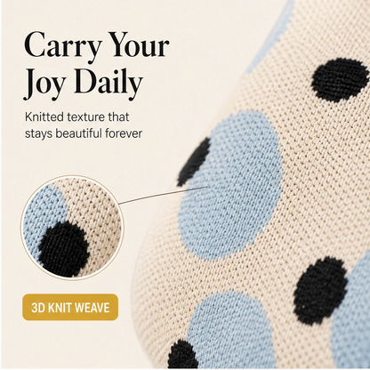 Pippa – Polka Dot Knit Mini Bucket Bag with Rope Handle + 50% OFF