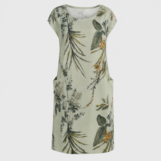 Fernelle™ – Cotton-Linen Printed Dress with Pockets & Relaxed Fit + 50% OFF