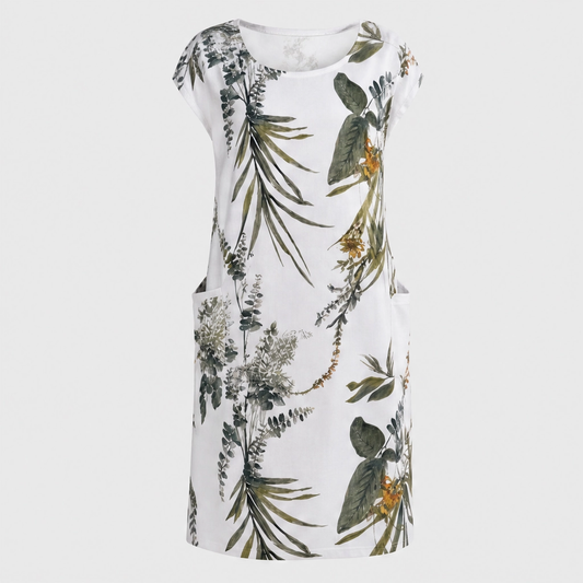 Fernelle™ – Cotton-Linen Printed Dress with Pockets & Relaxed Fit + 50% OFF