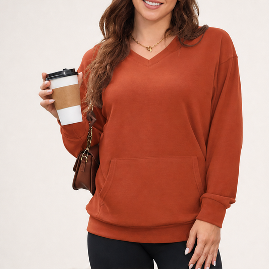 Softmere – Kangaroo Pocket V-Neck Oversized Sweatshirt + 50% OFF lifestyle