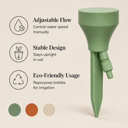 Driptera – Adjustable Flow Self-Watering Bottle Dripper + 50% OFF features