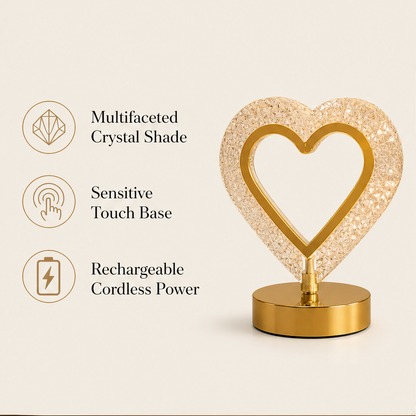 Luxelume – Faceted Crystal Heart Touch Night Light, 3-Tone Glow + 50% OFF features
